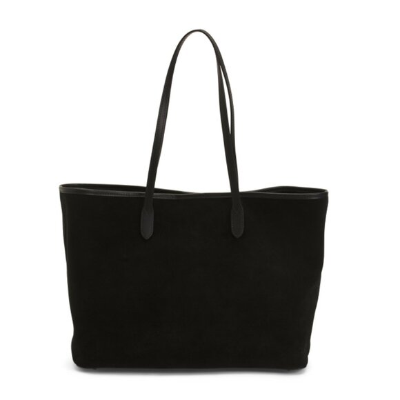 DIVINA FIRENZE Black Made In Italy Suede Tote With Detachable Pouch